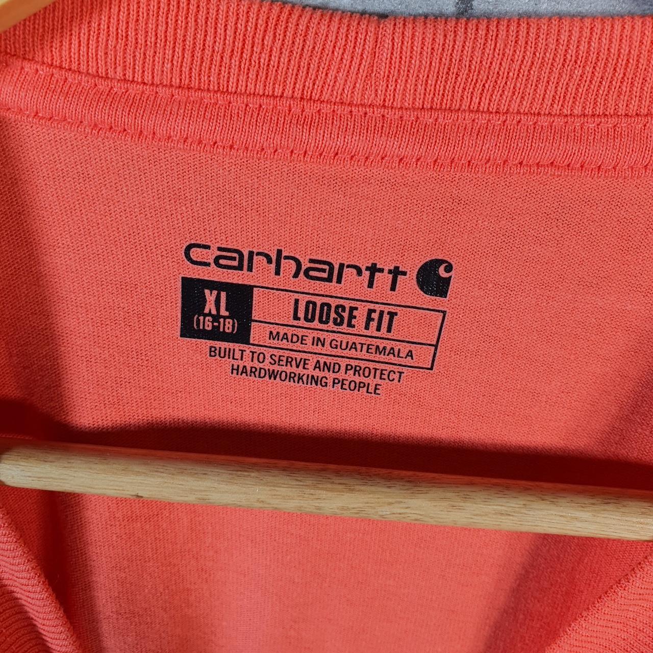 Vintage Carhartt Pocket T Shirt Womens XL Orange Workwear Chore Utility Loose Fit C9229