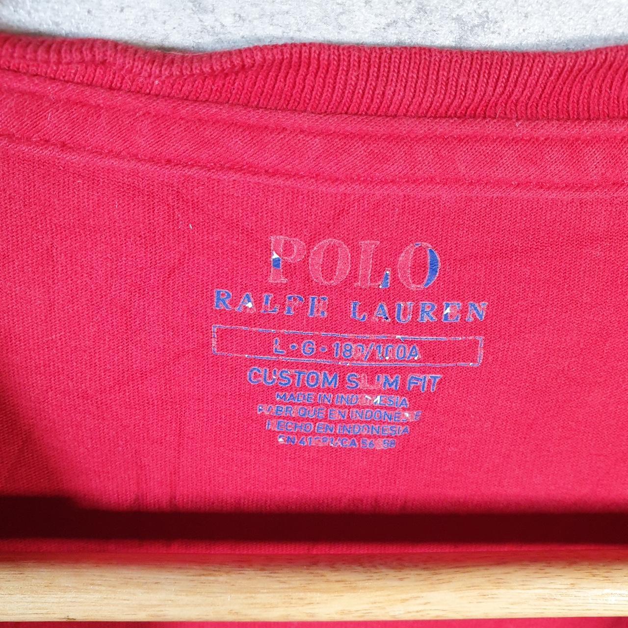 Vintage Ralph Lauren Polo T Shirt Men’s Large Red Embroidered Custom Slim Fit Pony C9149