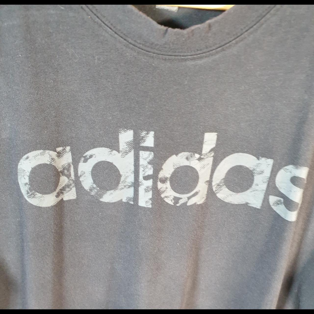 Vintage Adidas Spellout T Shirt Men’s Medium Black Three Stripes Logo Athletic