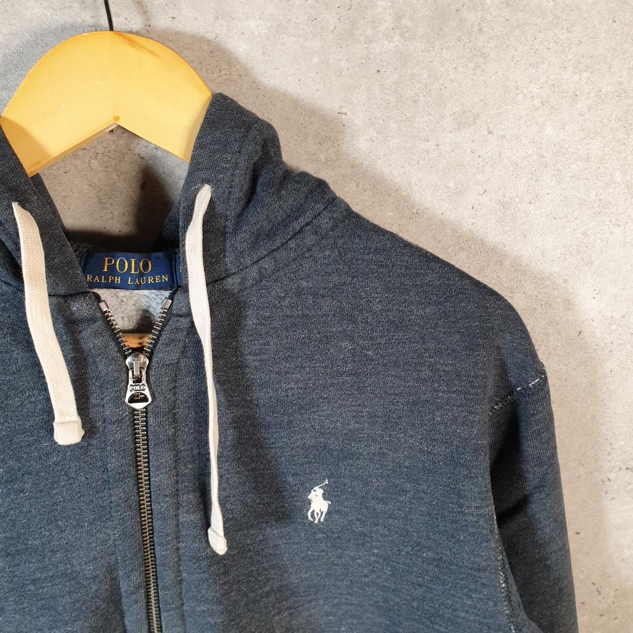 Vintage Ralph Lauren Polo Heavyweight Hoodie Men’s Medium Grey Cotton Full Zip Pony