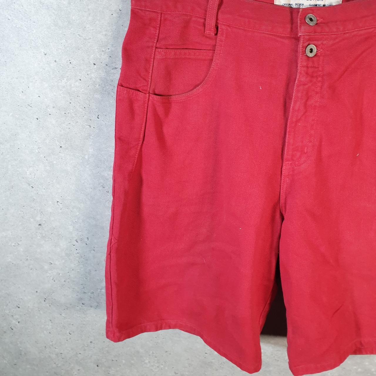 Vintage Guess Denim Shorts Jorts Cargo Men’s W36 Red Baggy Cotton
