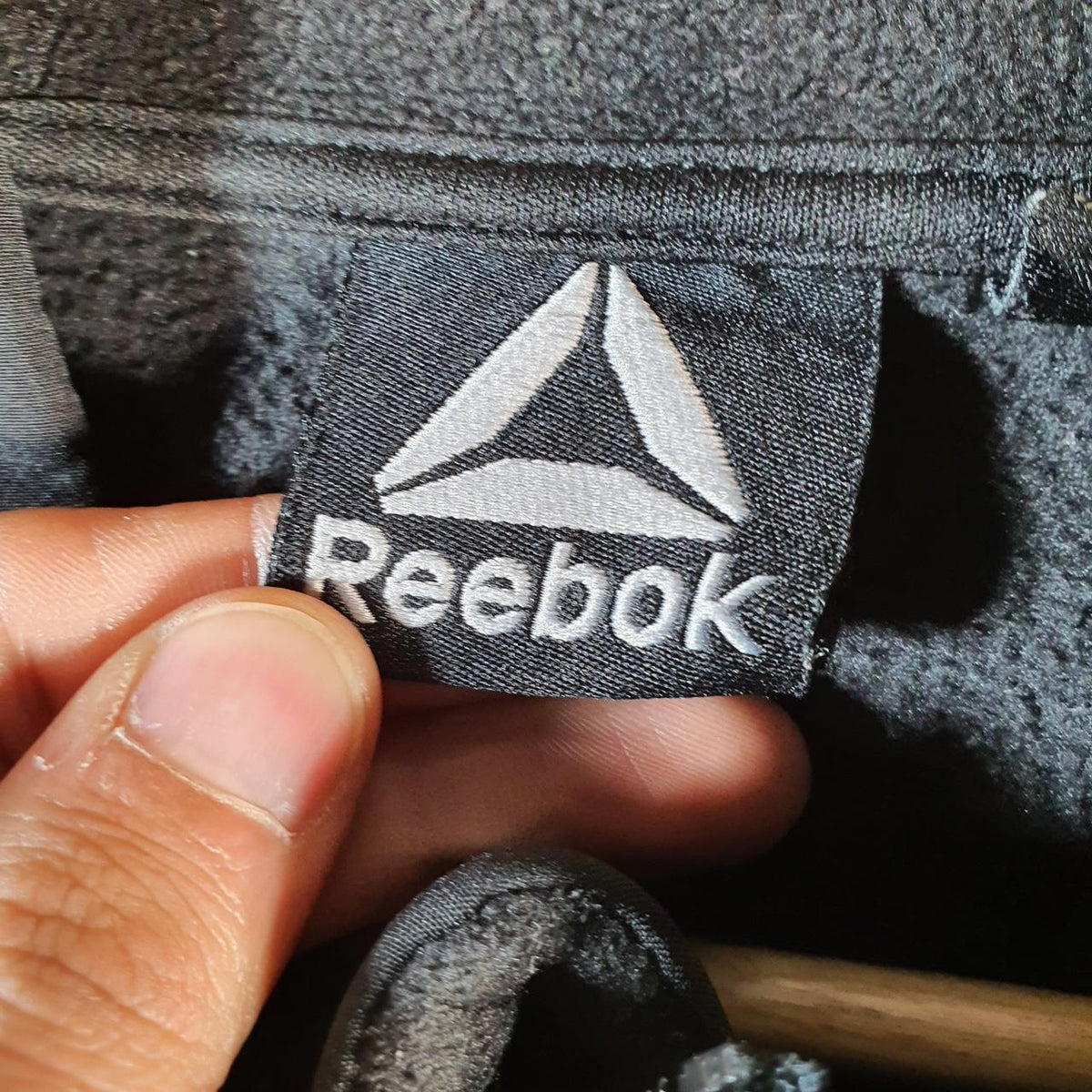 Reebok Full Zip Fleece Hoodie Mens Large Black Embroidered Logo
