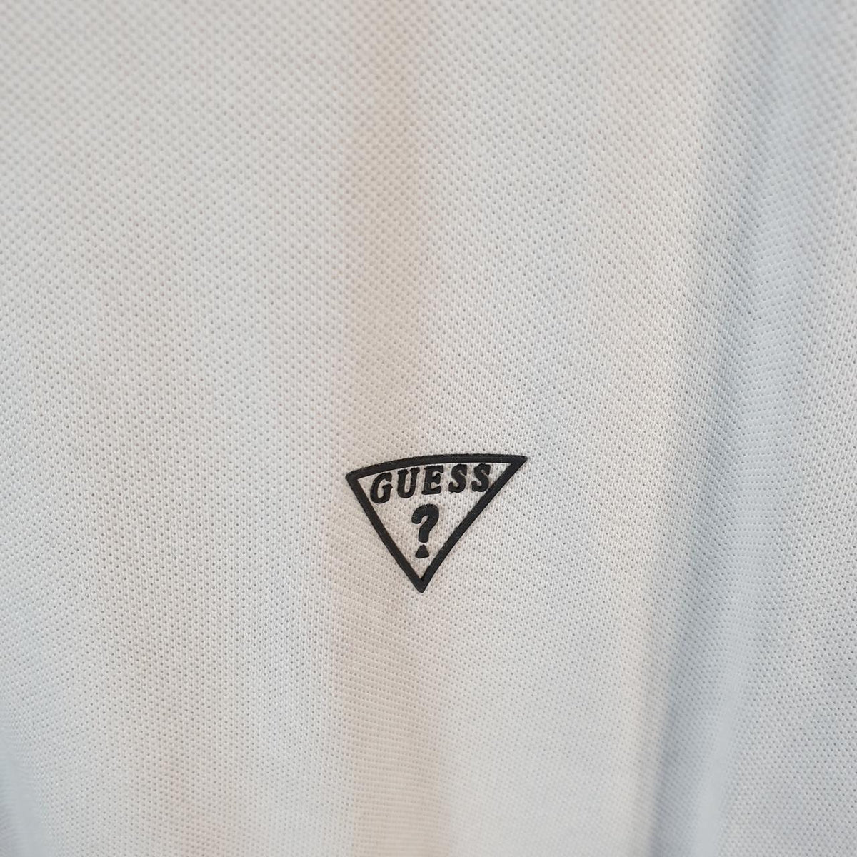 Vintage Guess Los Angeles Polo Shirt Men’s Medium White Graphic Spellout Logo