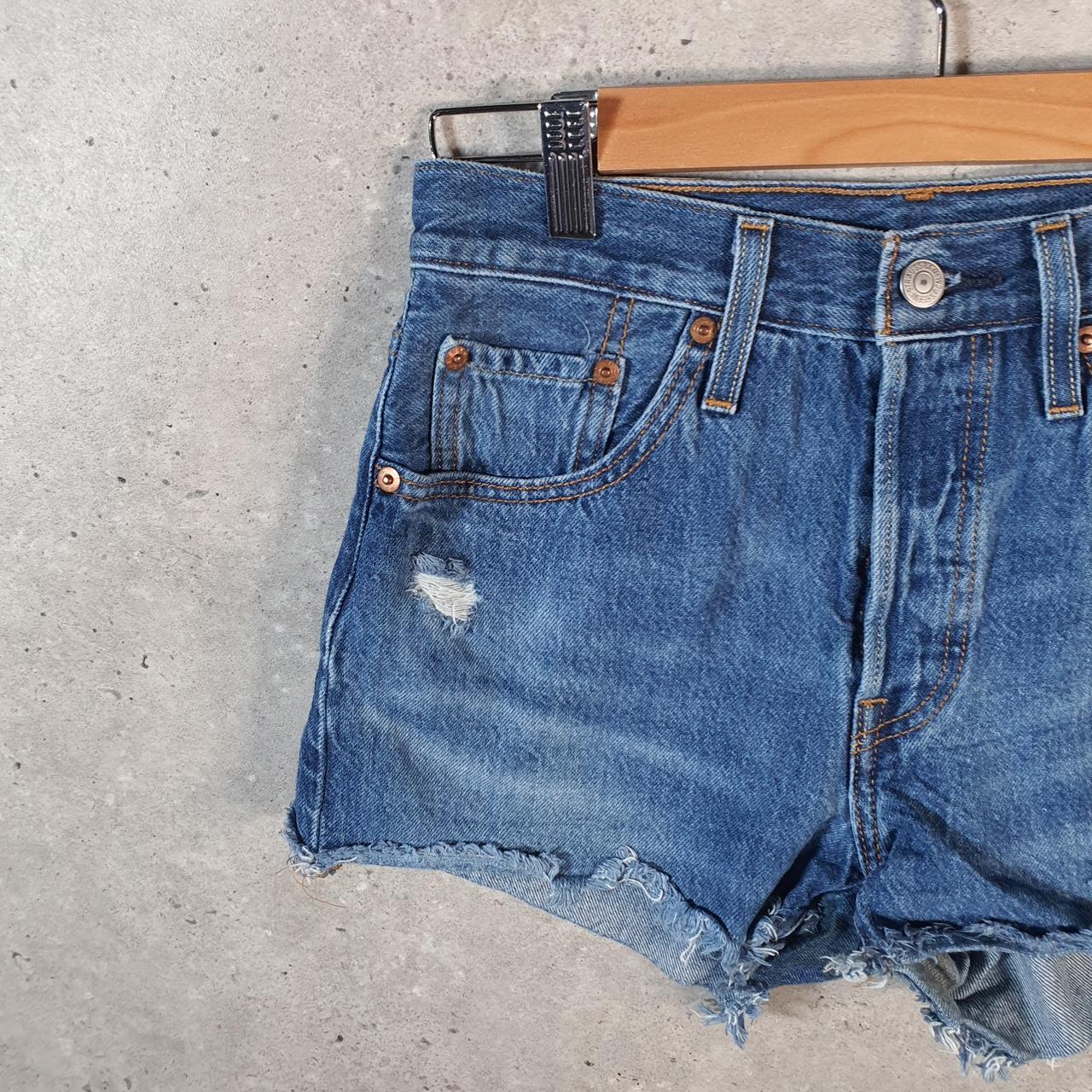 Vintage Levi’s 501 Cut Off Baggy Shorts Jorts Cargo Womens W25 Blue Relaxed Denim