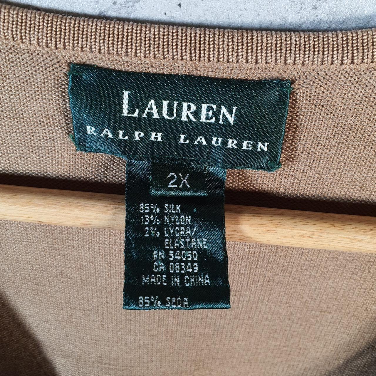 Vintage Ralph Lauren Polo Knit Sweater Womens 2XL Brown Cotton Pullover