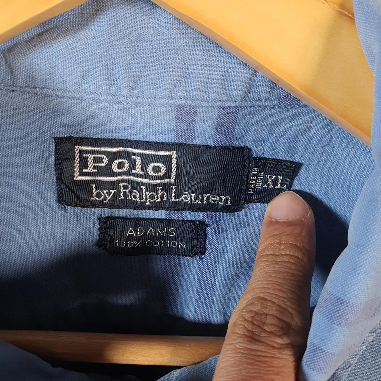 Vintage Ralph Lauren Button Down Shirt Men’s XL Blue Adams Checkered Pony Casual C8470