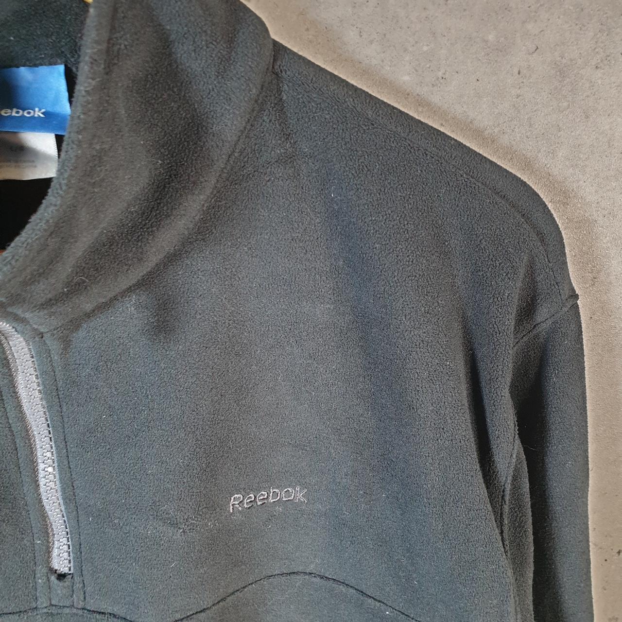 Reebok 1/4 Zip Fleece Sweatshirt Pullover Mens Large Black Embroidered Logo