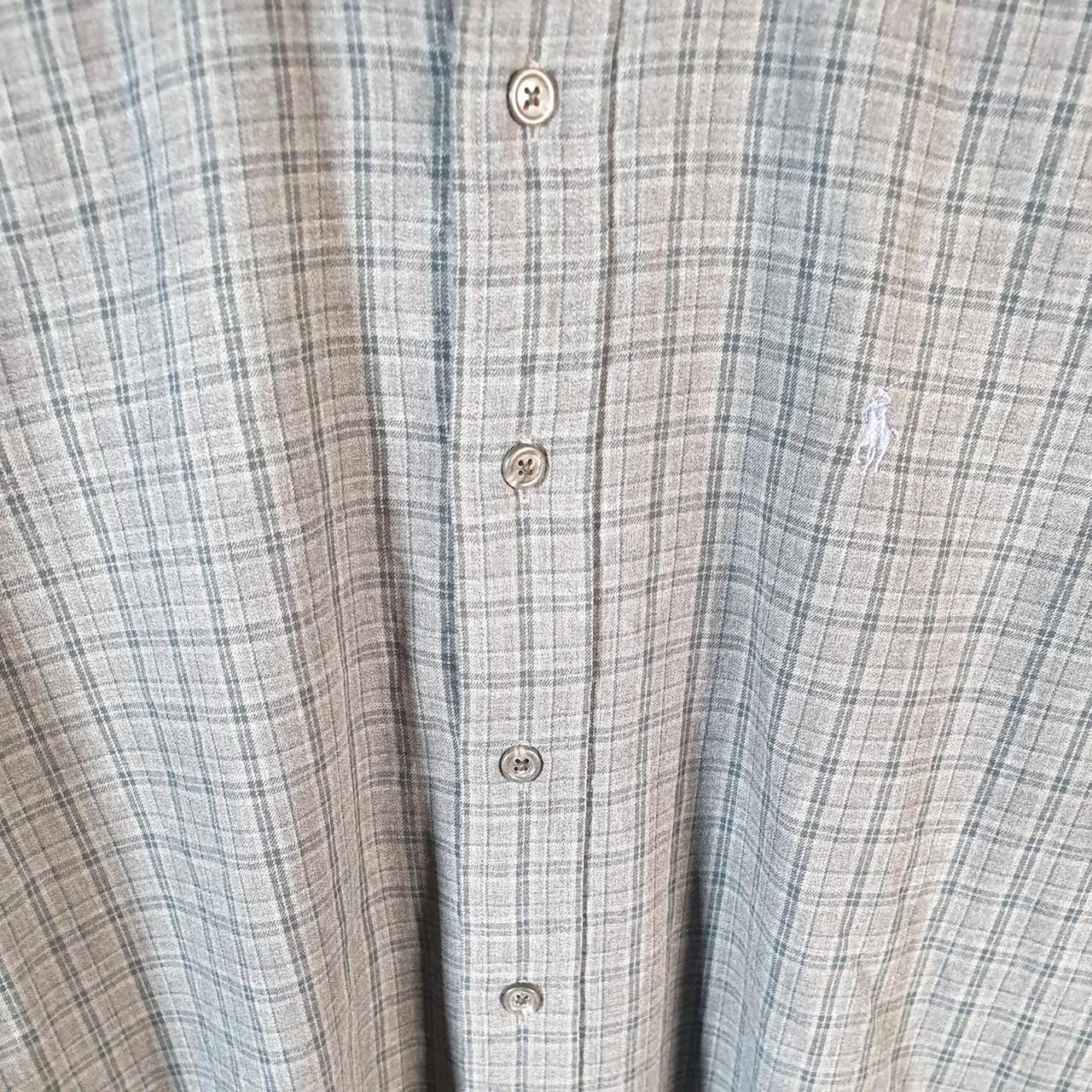 Vintage Ralph Lauren Button Down Shirt Men’s Small Grey Checkered Classic Fit Cotton Pony Big Fish Vintage