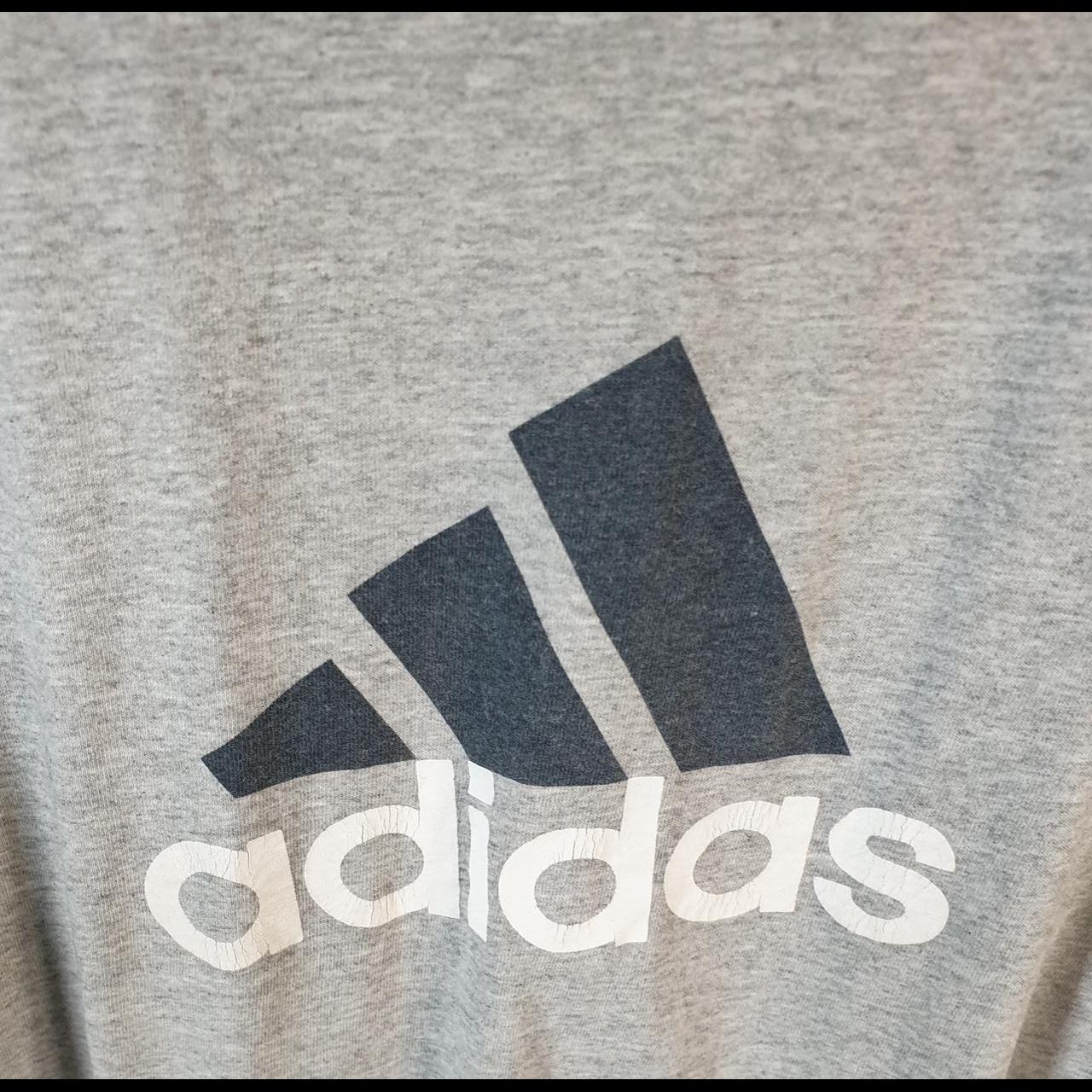 Vintage Adidas Spellout T Shirt Men’s Small Grey Three Stripes Logo Athletic