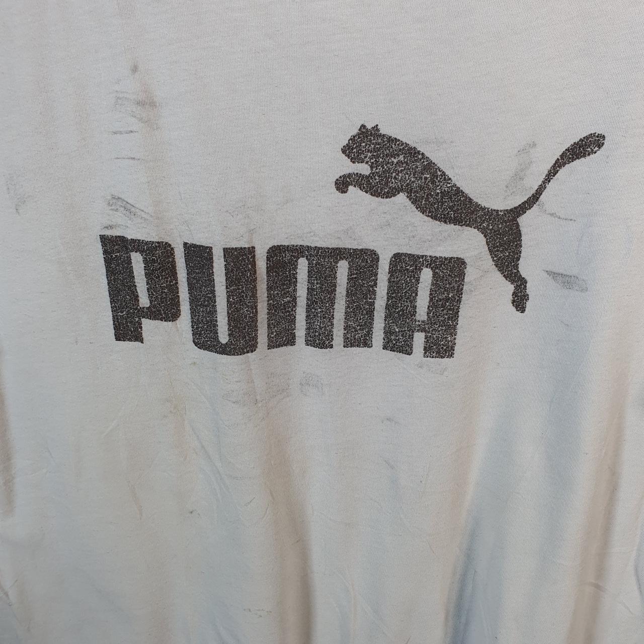 Vintage Puma Spellout T Shirt Womens XL White sports Logo Athletic