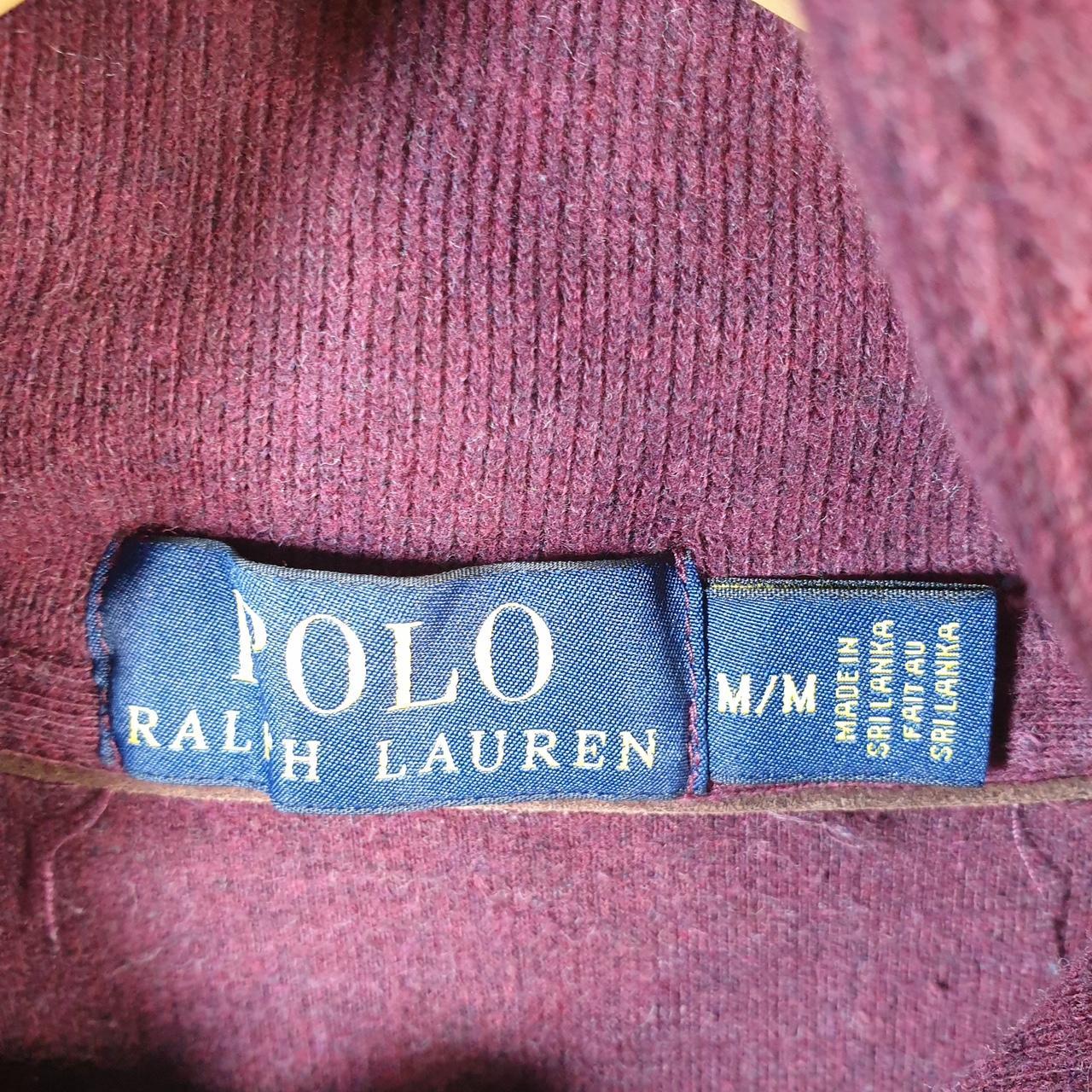Vintage Ralph Lauren Polo 1/4 Button Sweatshirt Men’s Medium Burgundy Cotton Pullover Pony