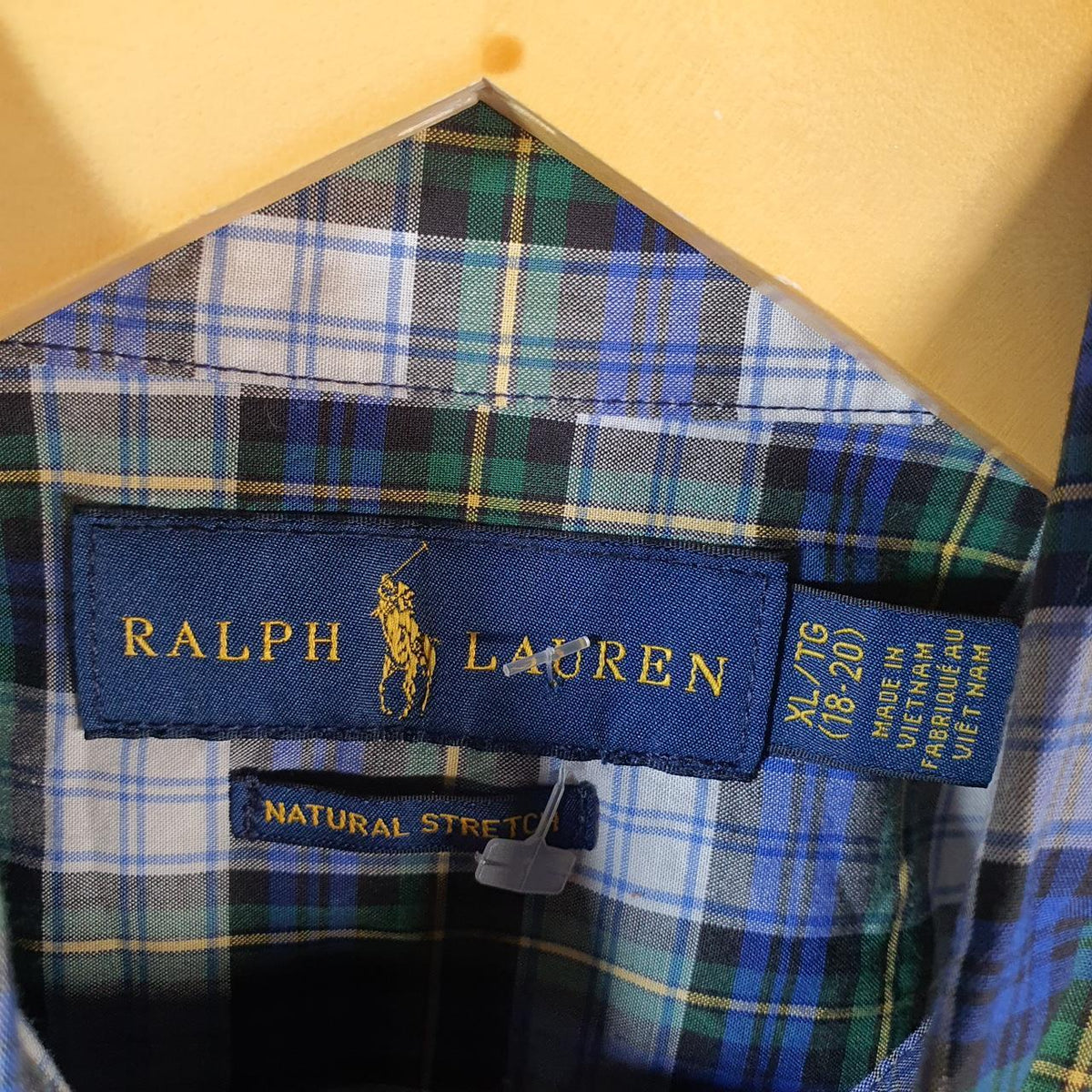Vintage Ralph Lauren Button Down Shirt Womens XL Checkered Blue Classic Fit Pony
