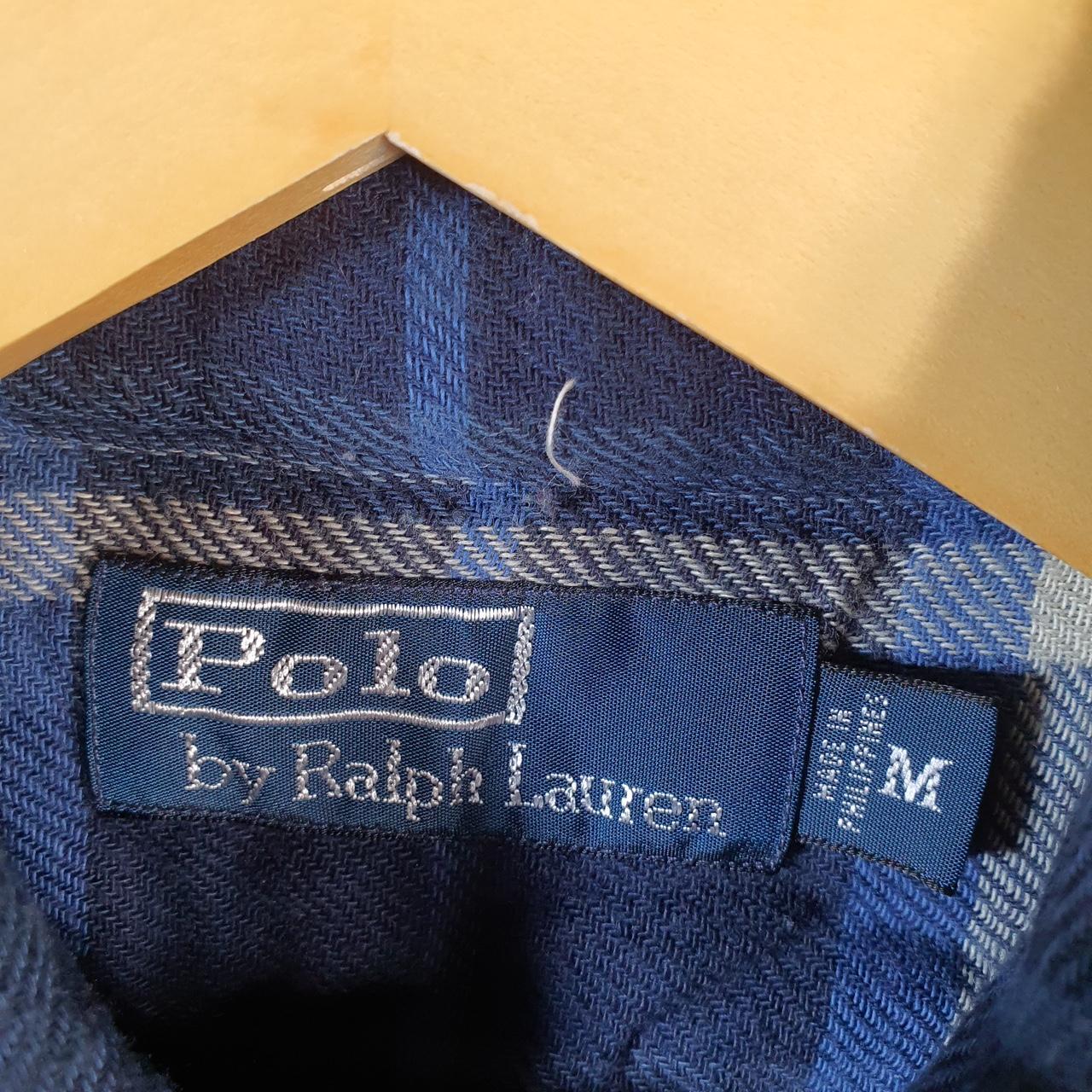 Vintage Ralph Lauren Button Down Shirt Men’s Medium Blue Checkered Cotton Pockets