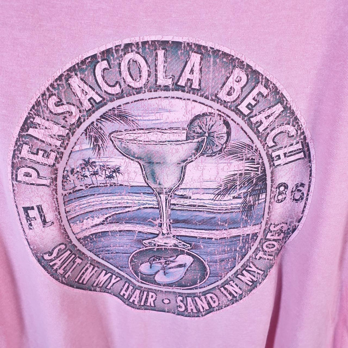 Vintage Alvin’s Island Pensacola Beach T Shirt Men’s Small Pink Casual Sports Logo Athletic