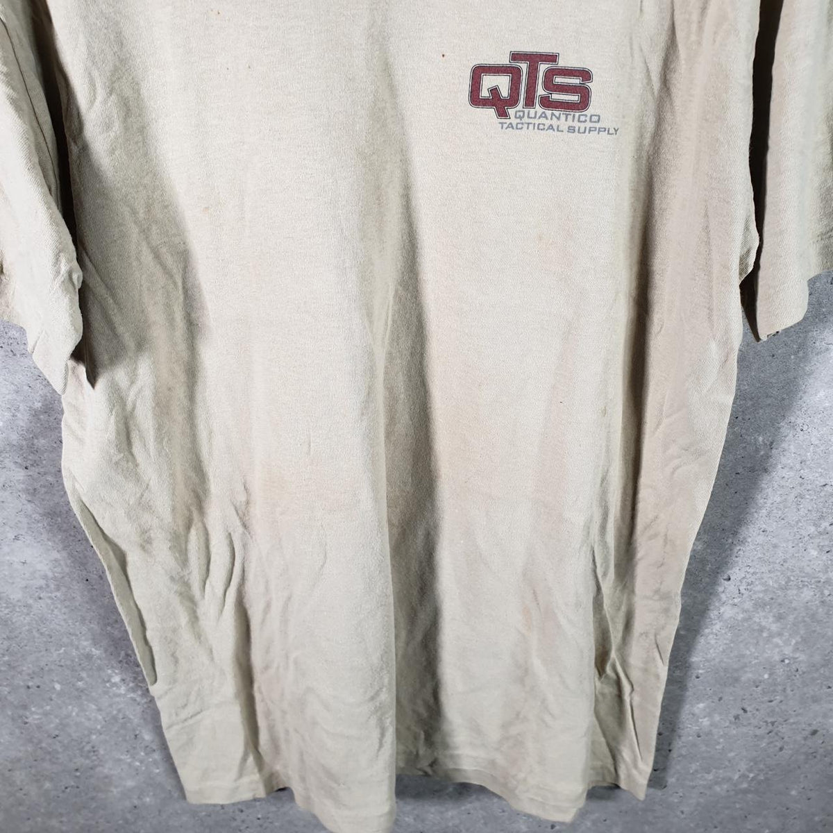 Vintage Duke Quantico Tactical Supply 90s USA Single Stitch T Shirt Men’s Large Beige