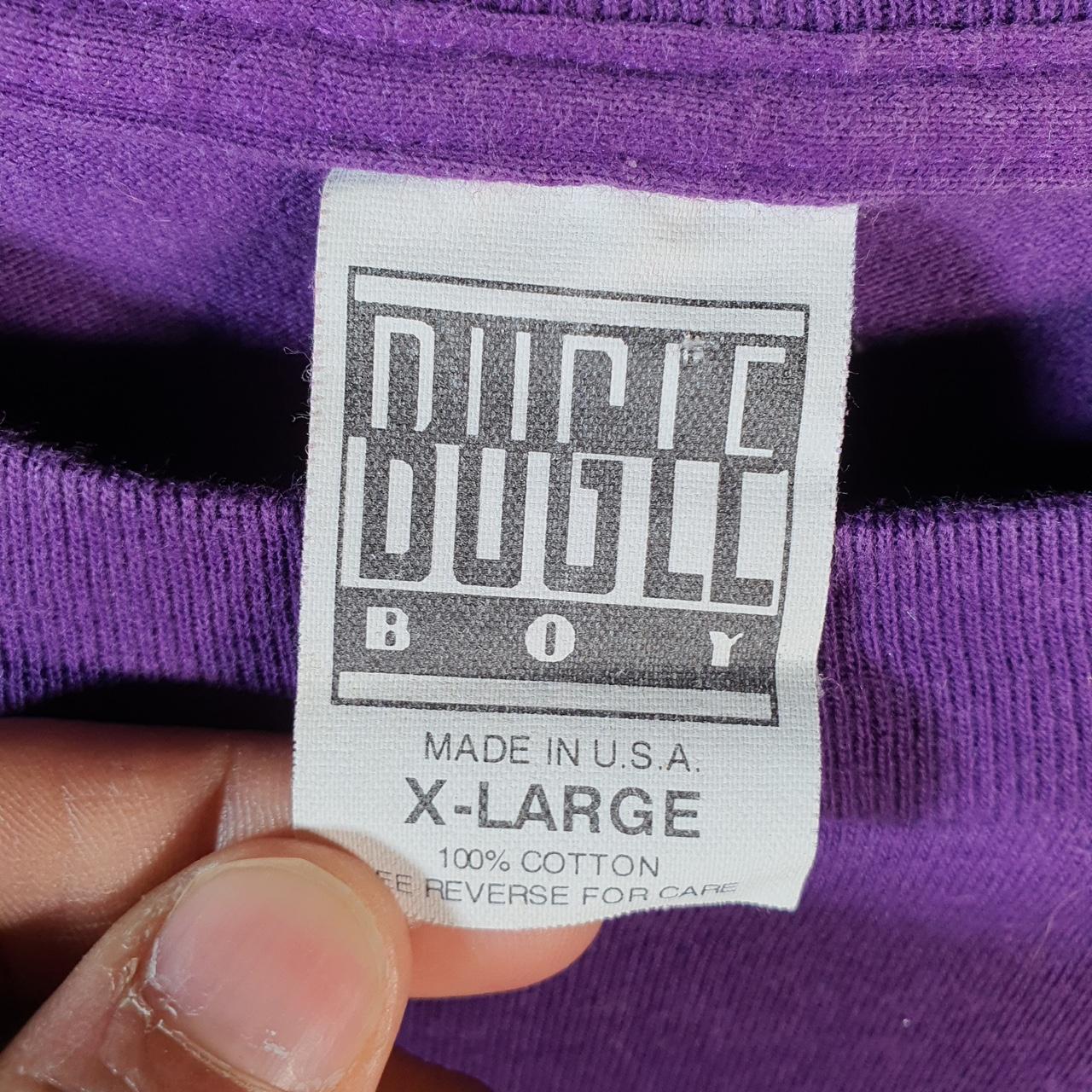 Vintage Bugle Boy Spellout 90s USA Single Stitch T Shirt Men’s XL Purple
