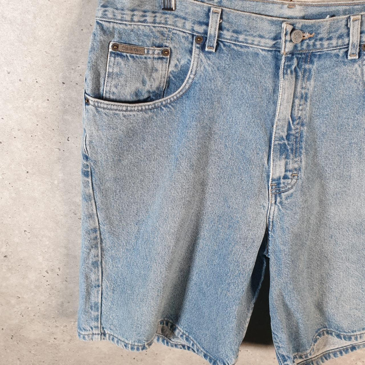 Vintage Calvin Klein Baggy Shorts Jorts Cargo Mens W38 Blue Relaxed Denim