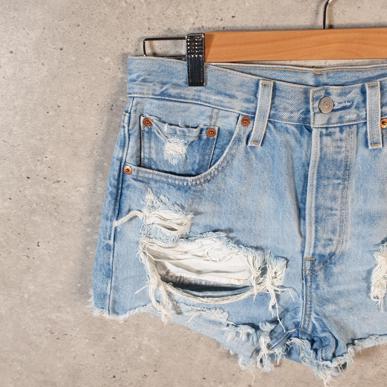 Vintage Levi’s 501 Cut Off Baggy Shorts Jorts Cargo Womens W27 Blue Relaxed Denim