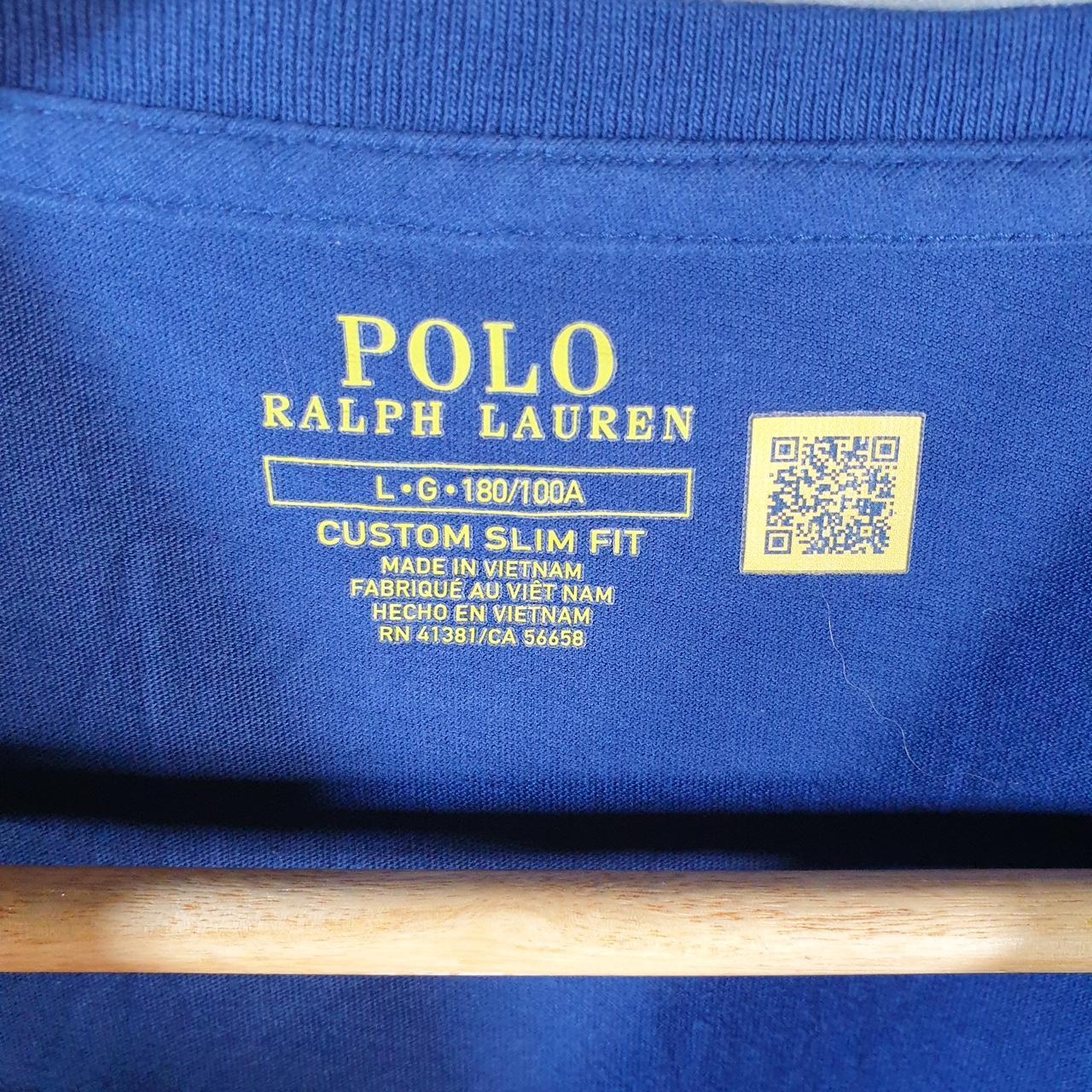Vintage Ralph Lauren Polo Sport T Shirt Men’s Large Blue Custom Slim Fit Embroidered Pony C8616