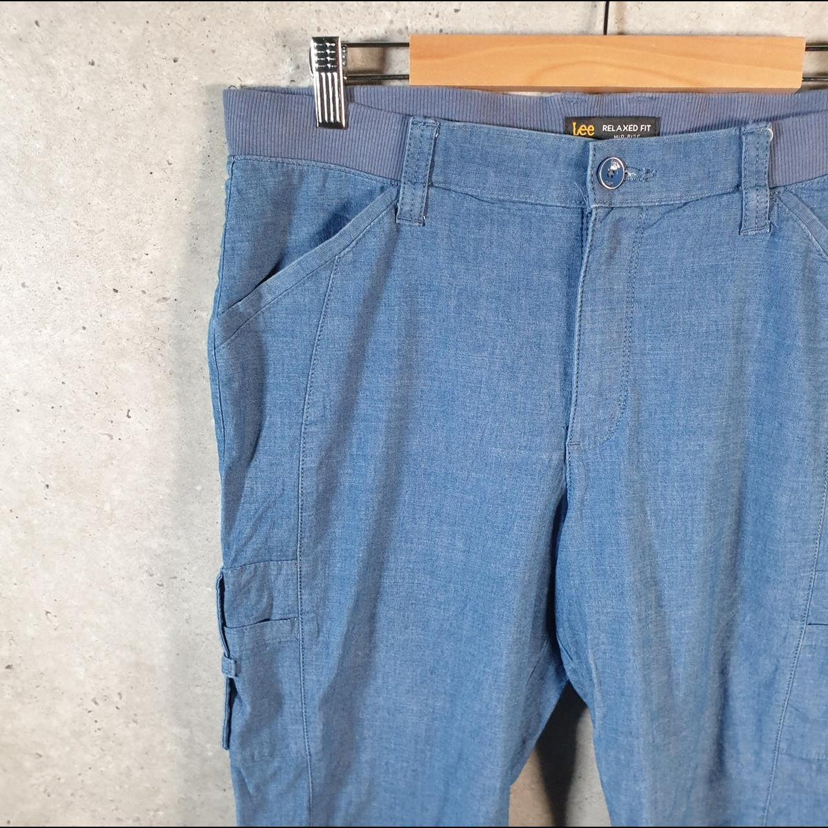 Vintage Lee Baggy Shorts Jorts Cargo Womens W36 Blue Relaxed Denim