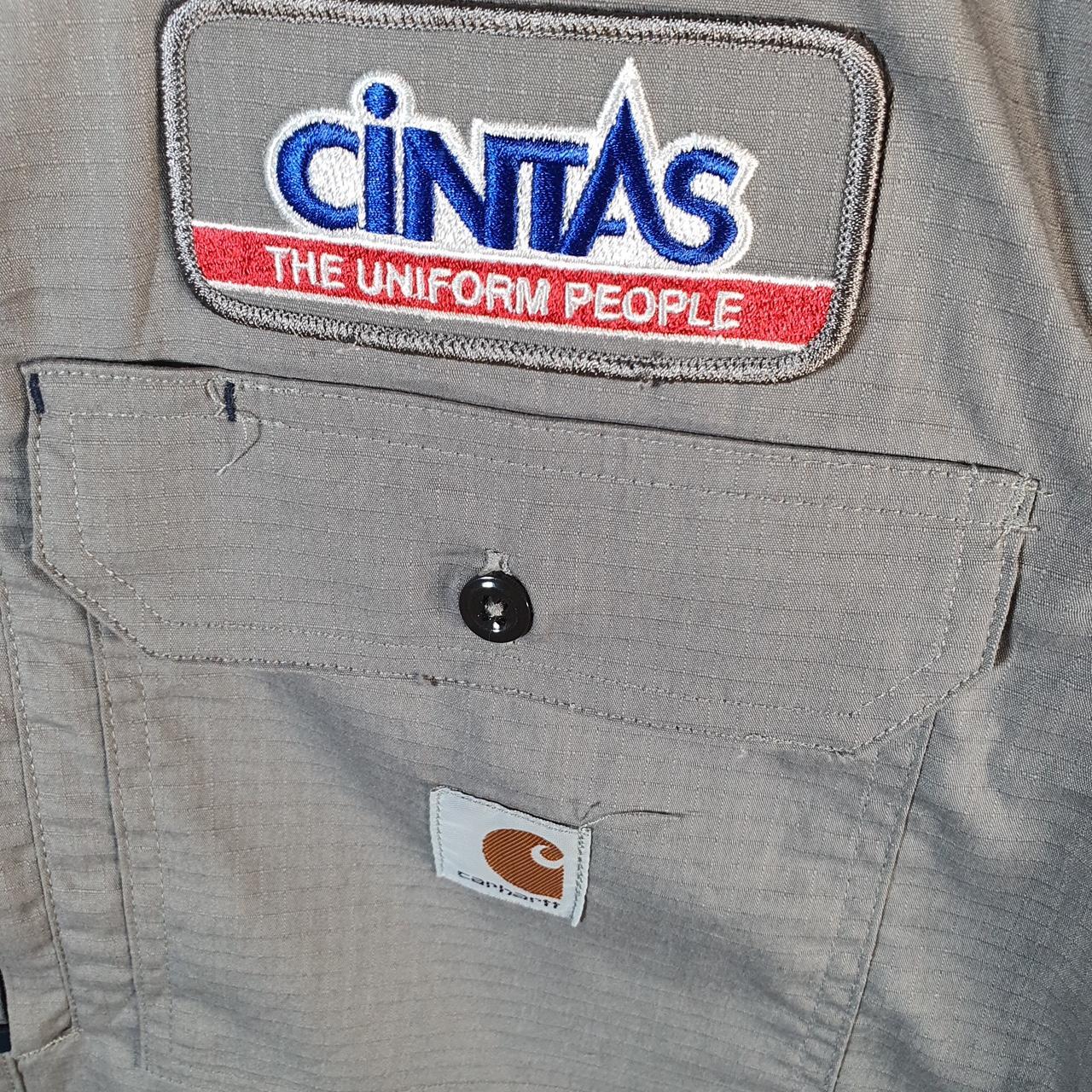 Vintage Carhartt Shirt Button Down Mens Medium Grey Long Sleeve Utility Relaxed Fit