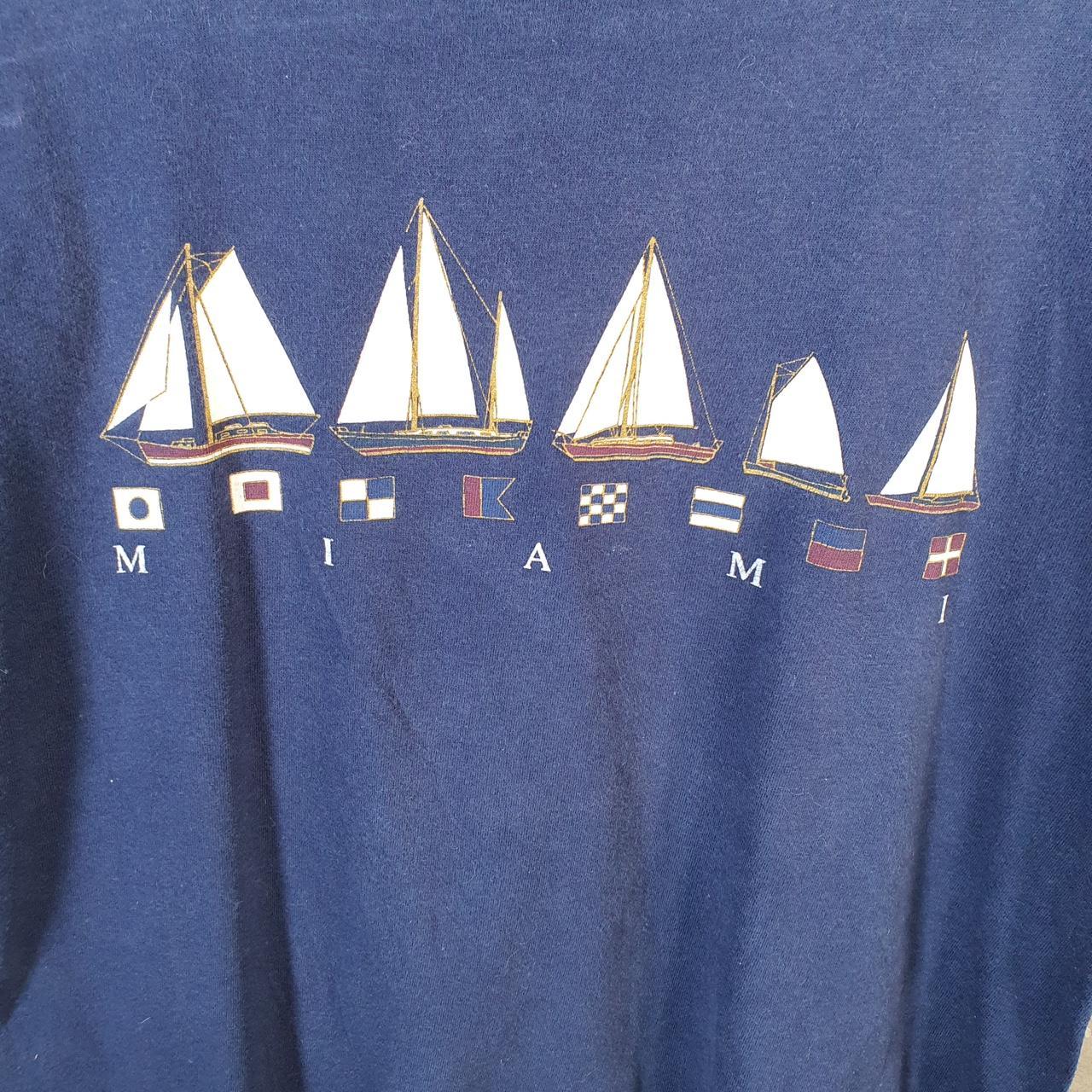 Vintage Hanes Miami Sailing 90s USA Single Stitch T Shirt Men’s Medium Navy Blue