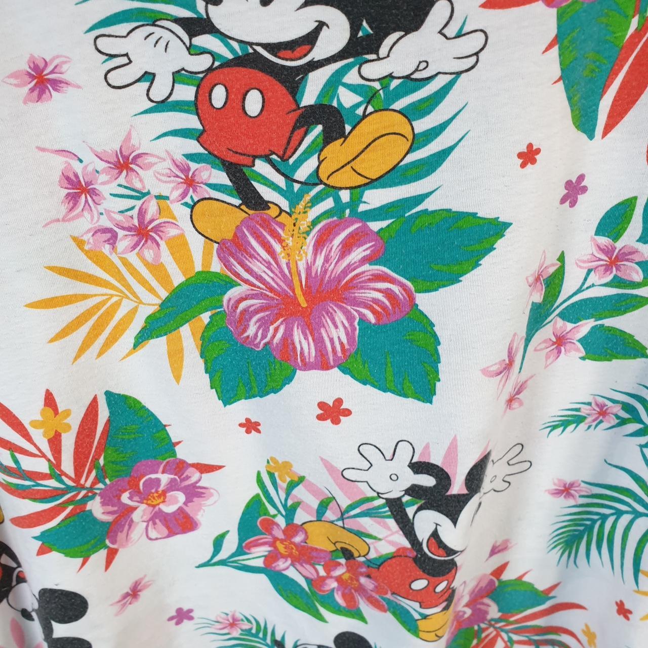 Vintage Disney Land All Over Print AOP T Shirt Womens XL White Logo Graphic Cartoon