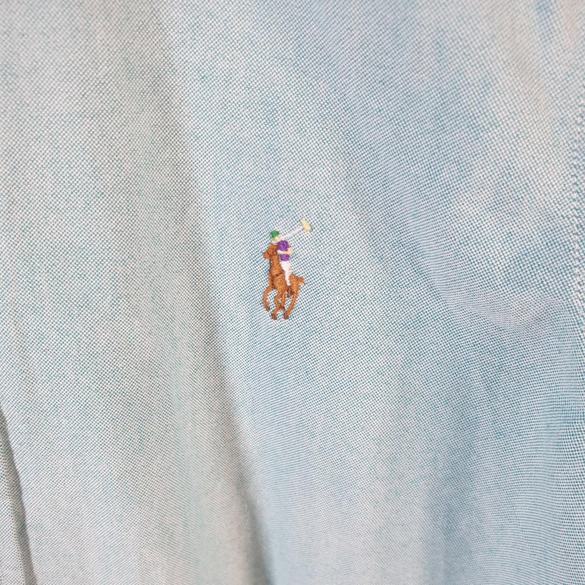 Vintage Ralph Lauren Button Down Shirt Men’s XS XSmall Blue Classic Fit Cotton Pony Big Fish Vintage