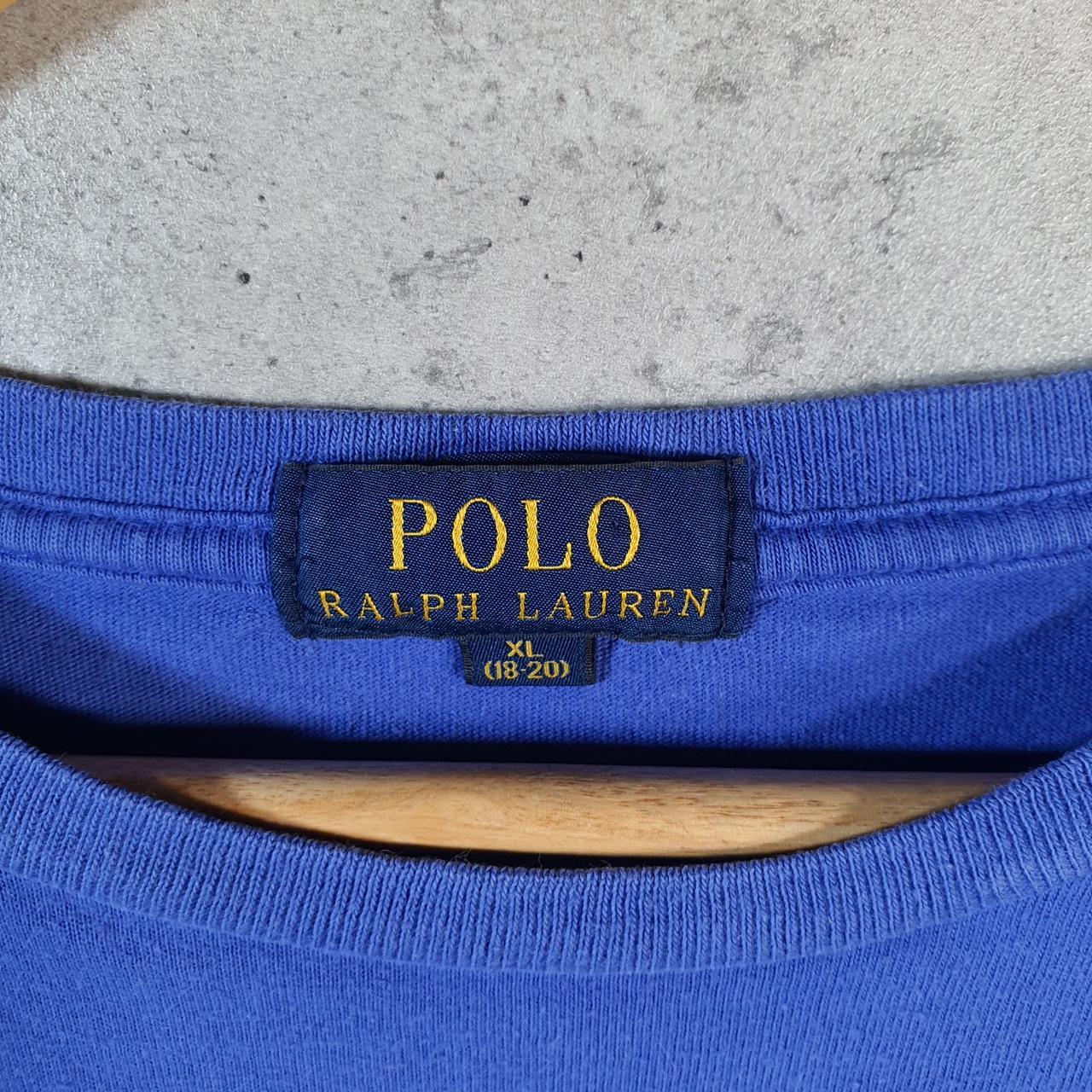Vintage Ralph Lauren Polo Sport T Shirt Womens XL Blue Custom Fit Embroidered Pony C8636