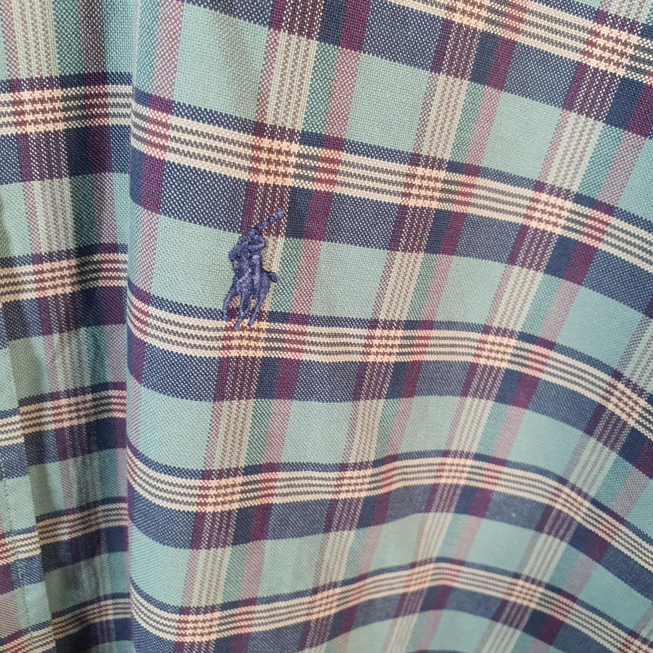 Vintage Ralph Lauren Button Down Shirt Men’s Medium Green Checkered Pony Casual C8495