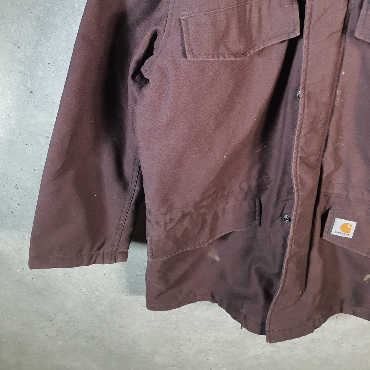 Vintage Carhartt Hickman Parka Jacket Men’s Medium Burgundy Red Canvas USA G2118