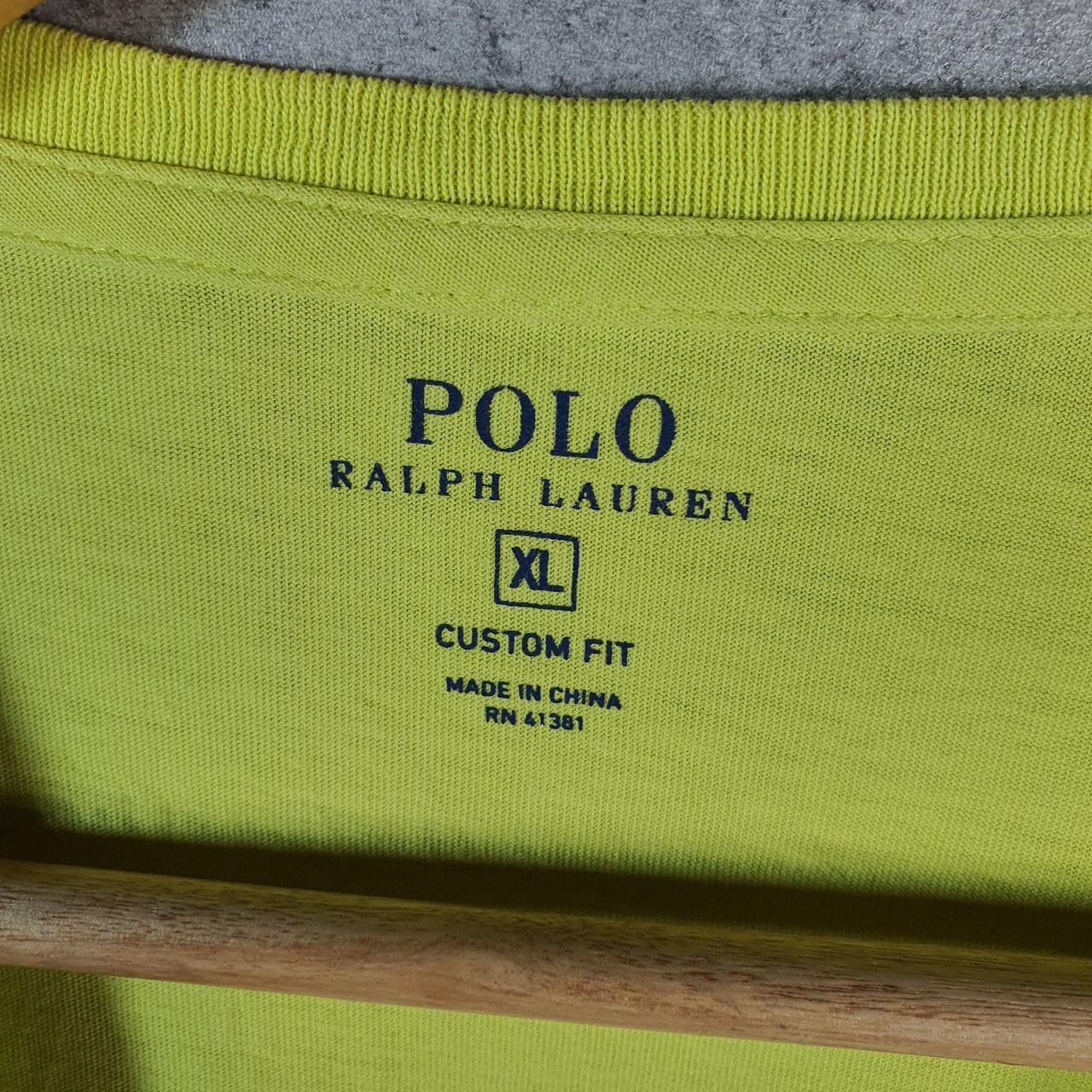 Vintage Ralph Lauren Polo Sport T Shirt Men’s XL Neon Green Custom Fit Embroidered Pony C8713