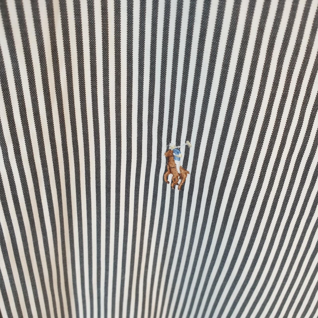 Vintage Ralph Lauren Button Down Shirt Men’s Large Grey Striped Yarmouth Cotton Pony