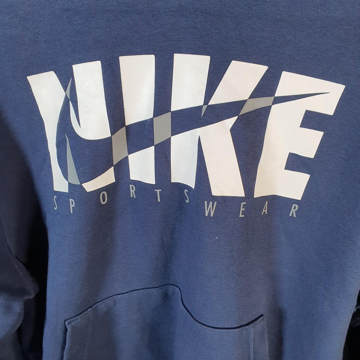 Vintage Nike Club Hoodie Men’s Medium Blue Swoosh Y2K Pullover Sweatshirt Logo