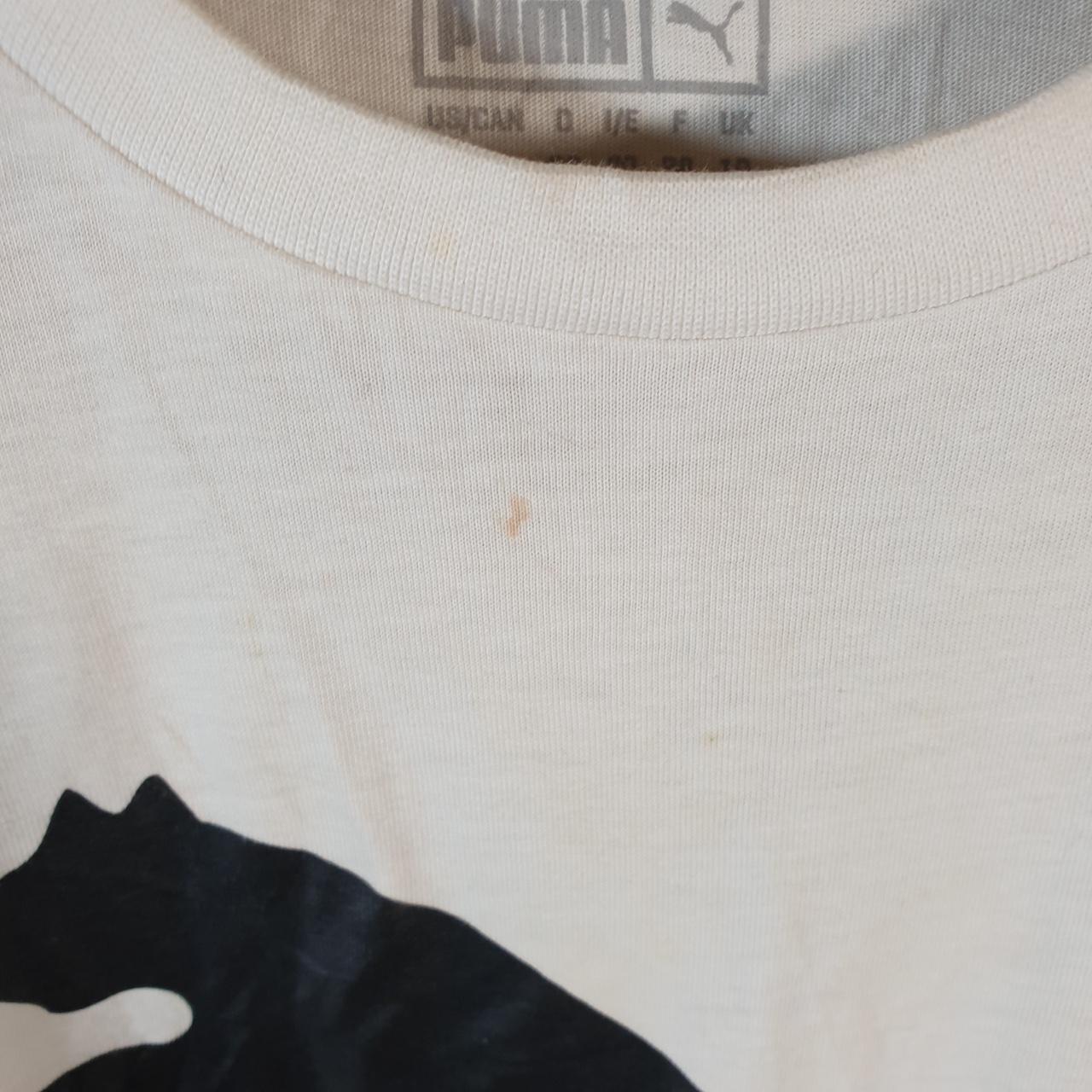 Vintage Puma Spellout T Shirt Womens UK10 White sports Logo Athletic