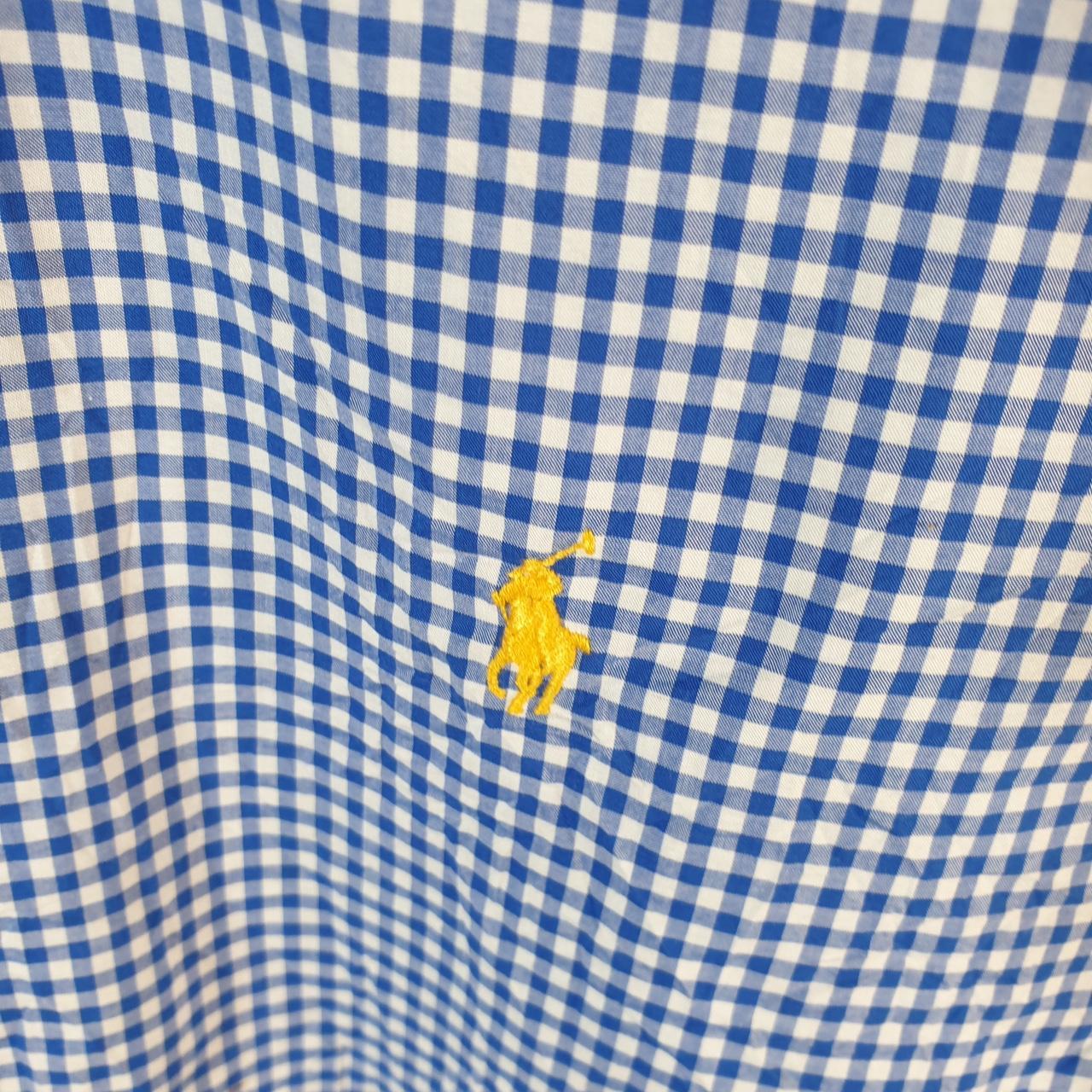 Vintage Ralph Lauren Button Down Shirt Men’s Large Blue Classic Fit Checkered Pony