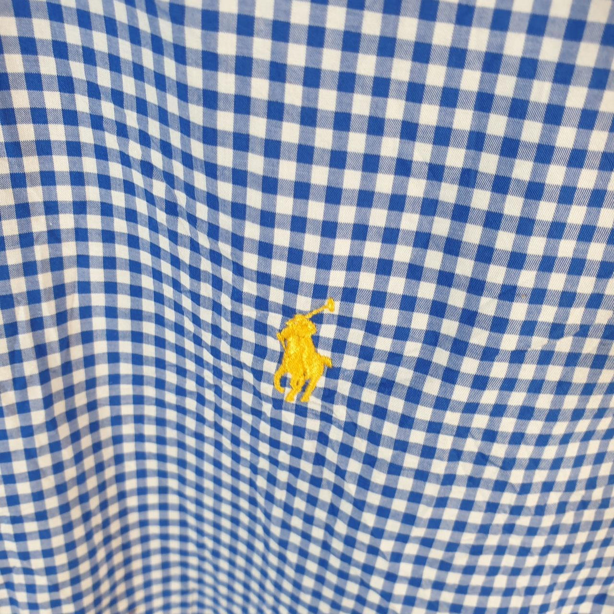 Vintage Ralph Lauren Button Down Shirt Men’s Large Blue Classic Fit Checkered Pony