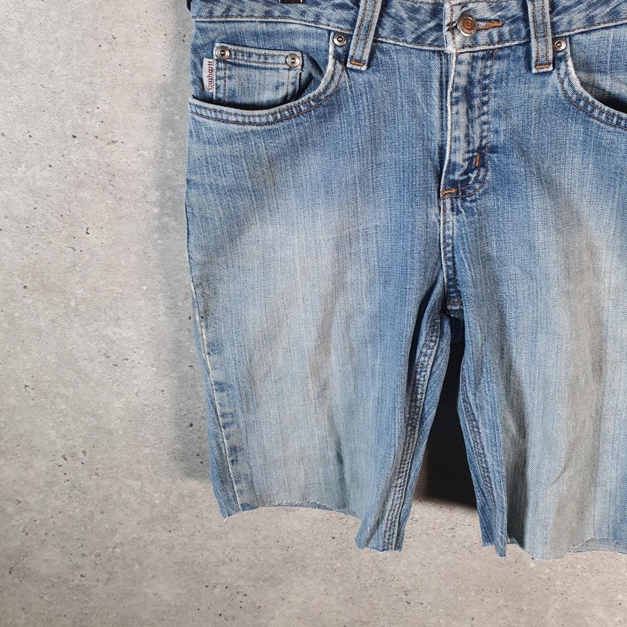 Vintage Carhartt Baggy Carpenter Shorts Jorts Cargo Womens W28 Blue Relaxed Fit Workwear A4863