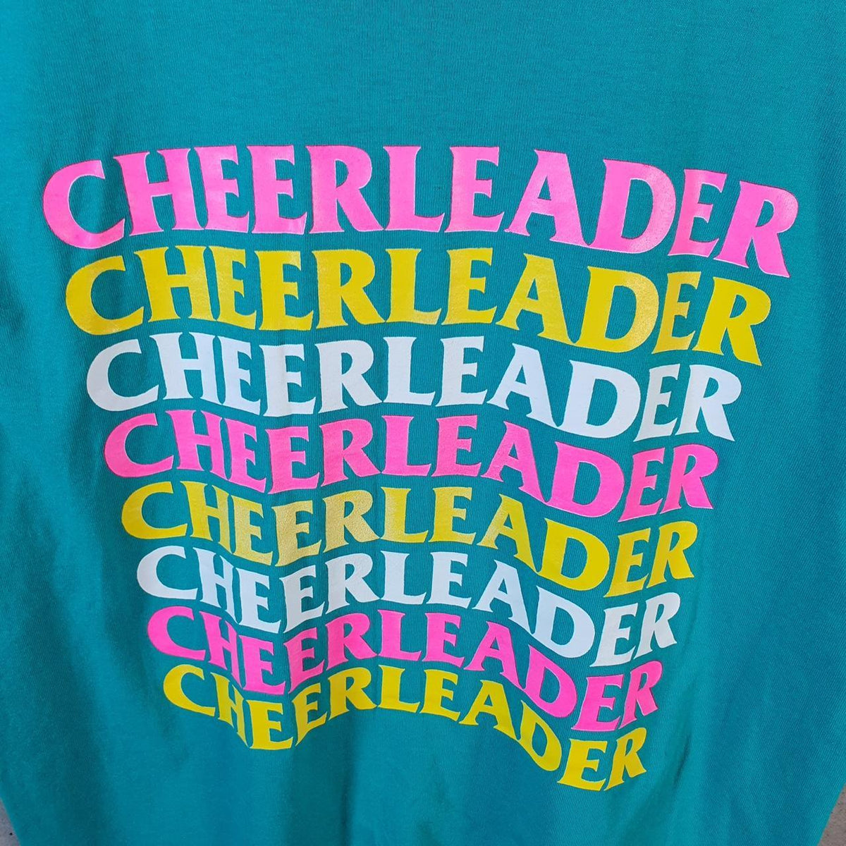 Vintage Fruit of the Loom Cheerleader 1996 USA Single Stitch T Shirt Men’s Medium Blue