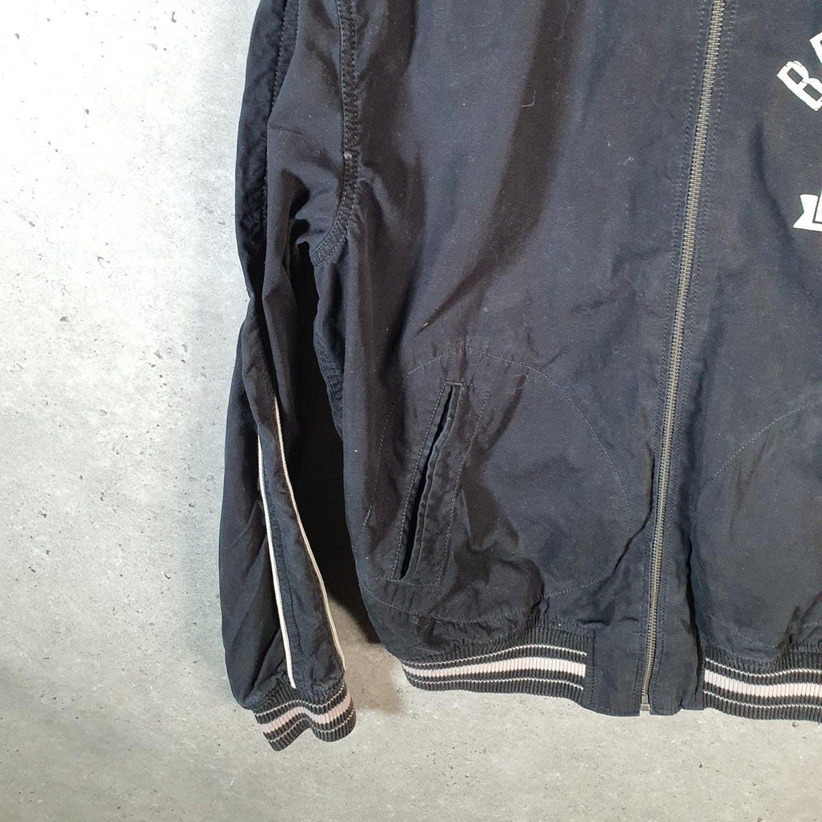 Vintage Ralph Lauren Polo Harrington Bomber Jacket Men’s Medium Black Pony Full Zip Big Fish Vintage
