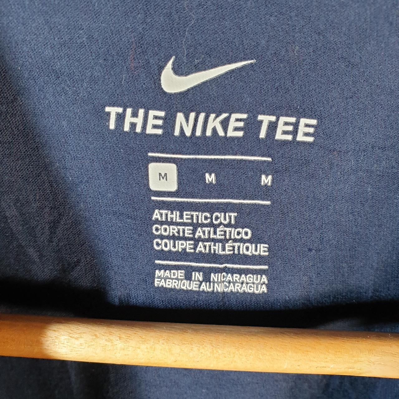 Vintage Nike T Shirt Men’s Medium Blue Printed Single Swoosh Logo Athletic C8291