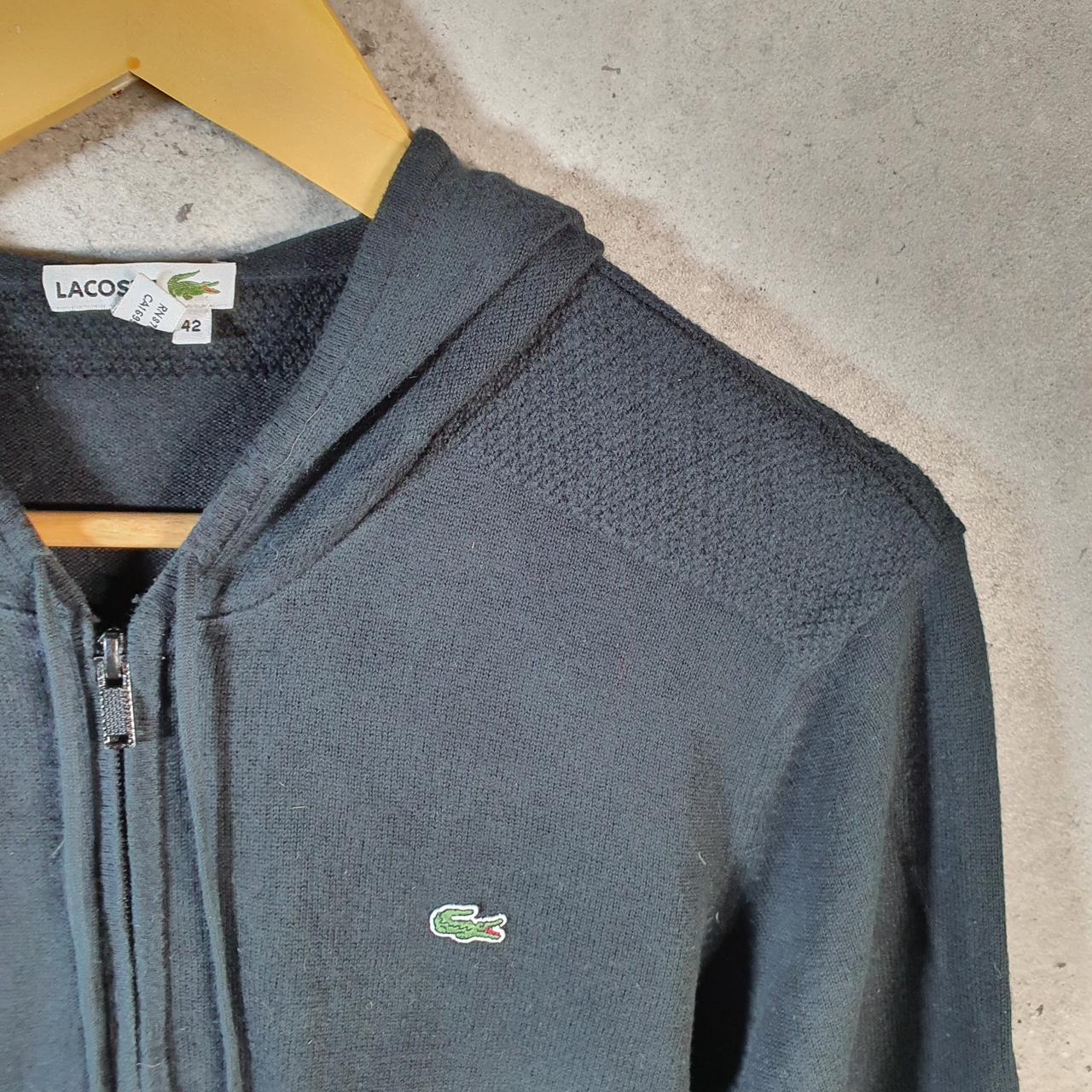 Vintage Lacoste Hoodie Men’s XS Black Full Zip Logo Y2K Jumper Logo Casual