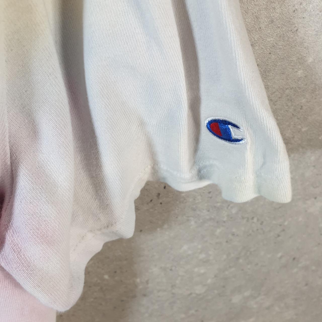 Vintage Champion Spellout Embroidered T Shirt Men’s Medium White Casual Blank Athletic