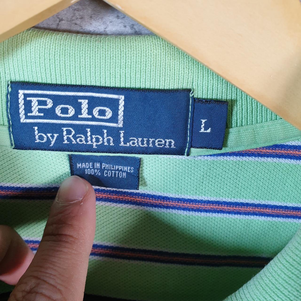 Vintage Ralph Lauren Polo Shirt Men’s large Green Striped Cotton Pony C9611