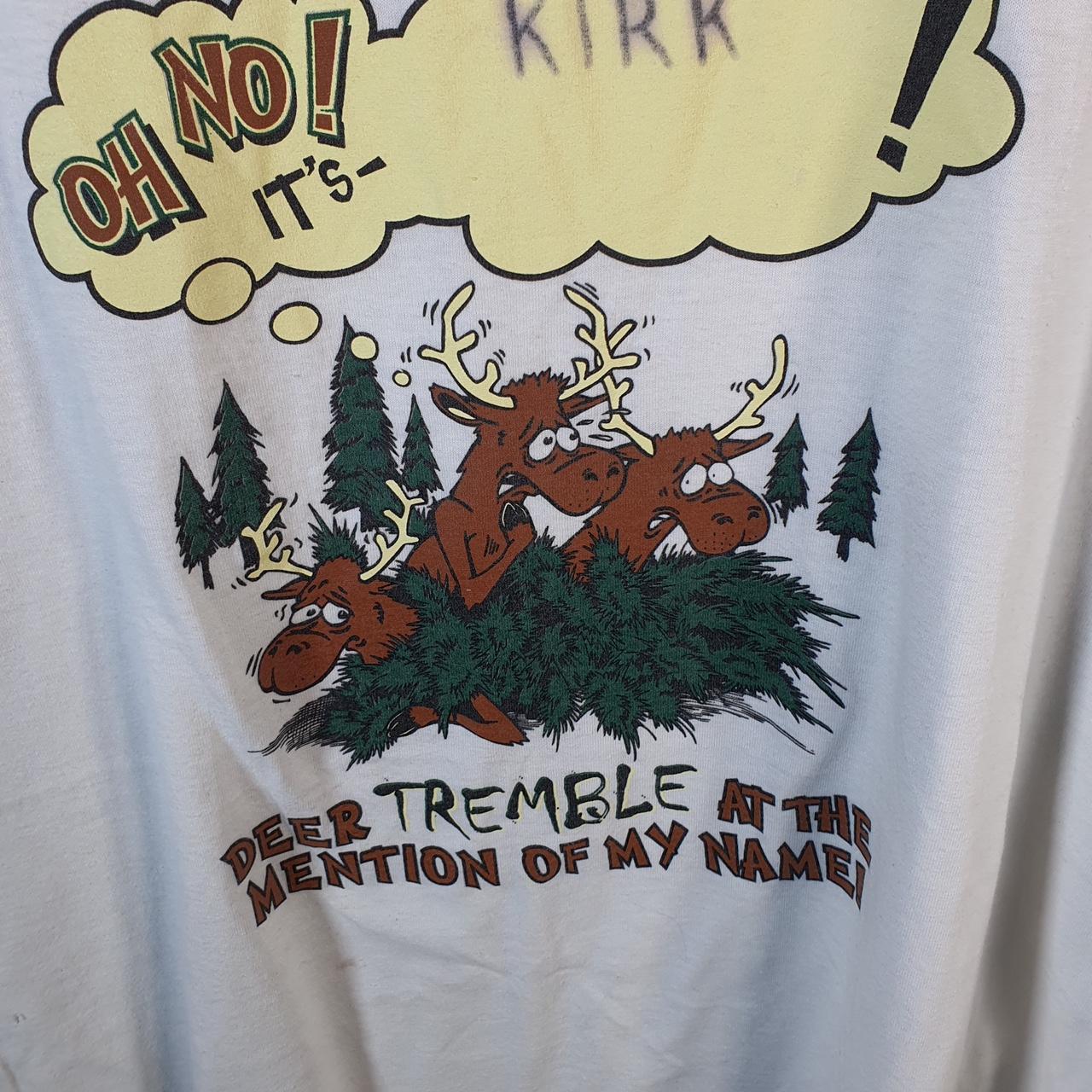 Vintage Oneita Power Deer Tremble 90s Graphic USA Single Stitch T Shirt Men’s 2XL White