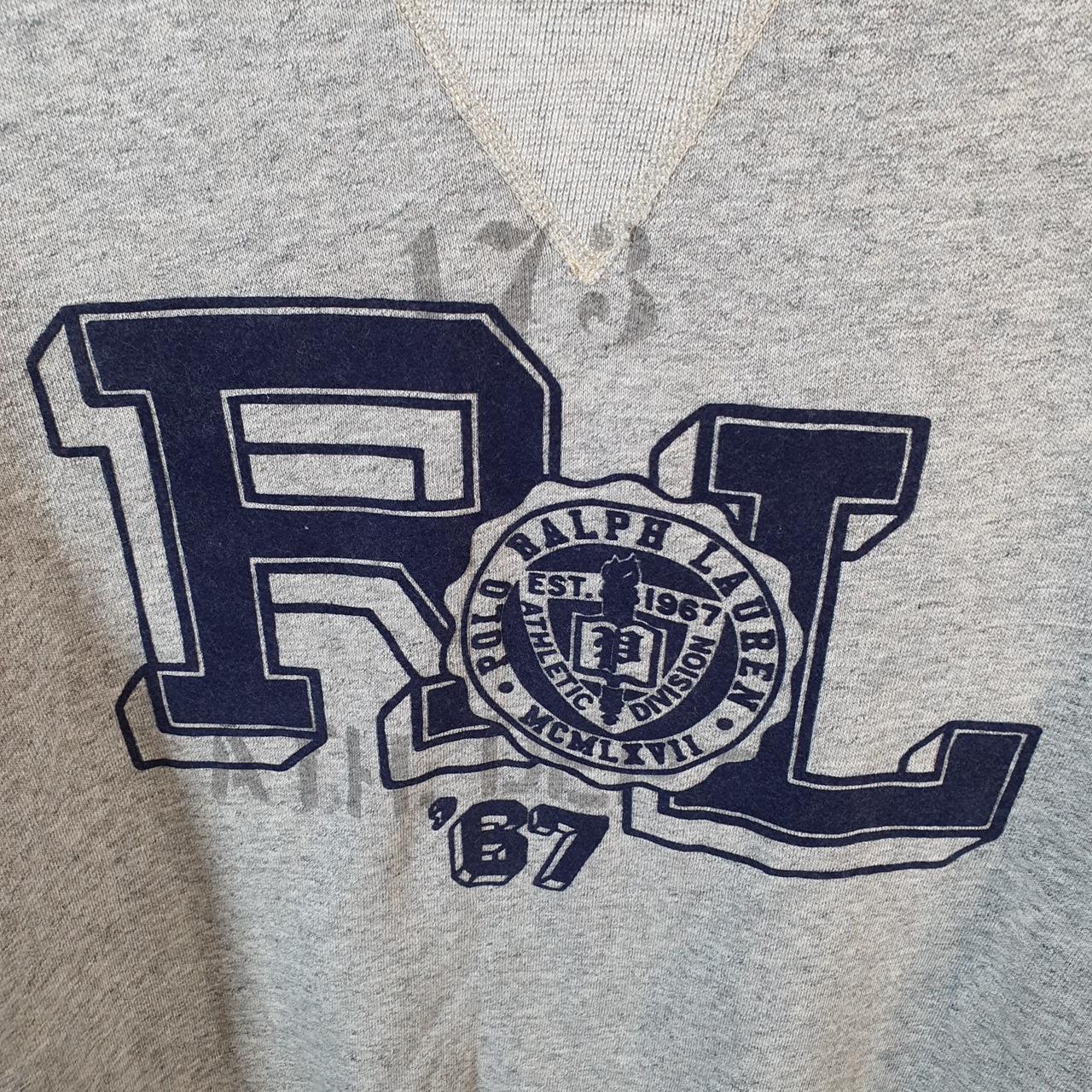 Vintage Ralph Lauren Polo Sweatshirt Men’s Large Grey Cotton Pullover Pony