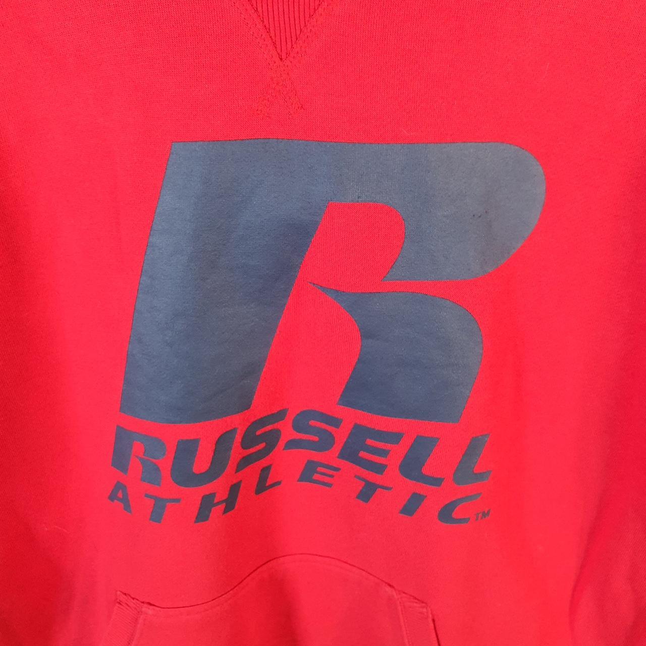 Vintage Russell Athletic Spellout Hoodie Youth 15-16 Years Old Red Pullover Baggy