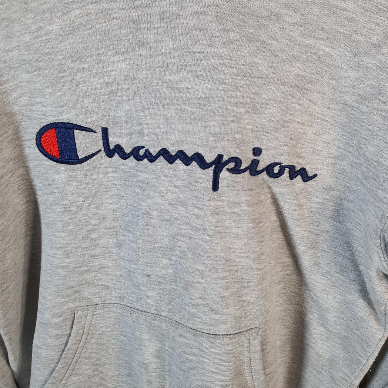 Vintage Champion Spellout Embroidered Hoodie Youth Large Grey Pro Sport Pullover