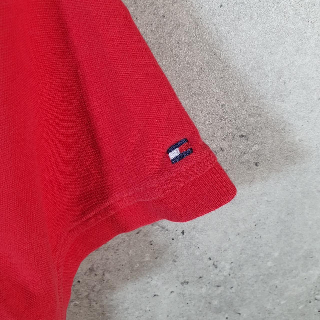 Vintage Tommy Hilfiger Polo Shirt Womens Large Red Custom Fit Embroidered Logo