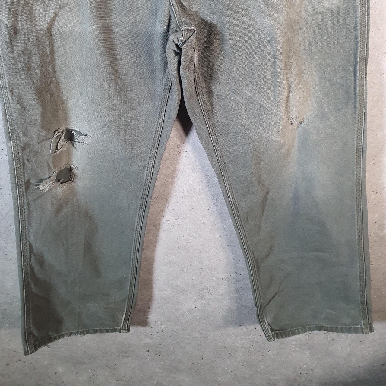 Vintage Carhartt Carpenter Trousers Mens W34 L30 Khaki Green Dungaree Fit Workwear USA
